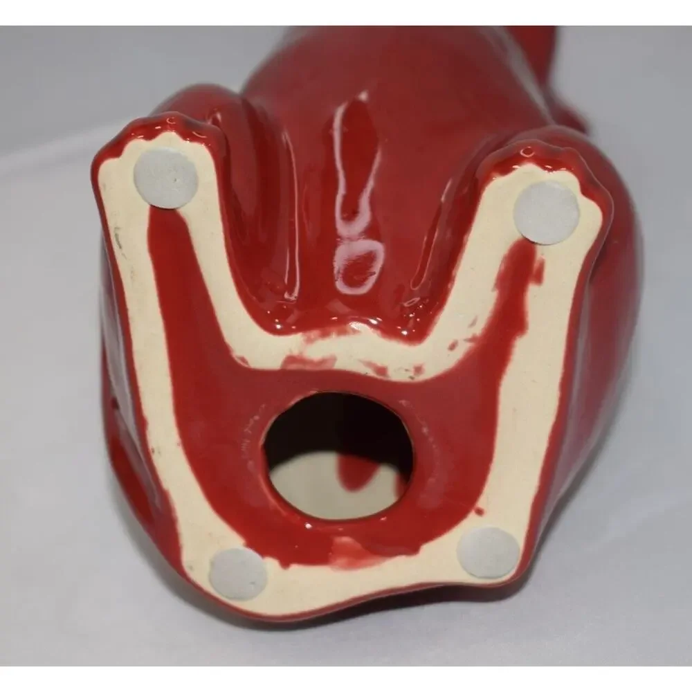 Mid Century Modern MCM Brick Red Ceramic Cats Mom‎ 10 inch and Kitten 8 Inch